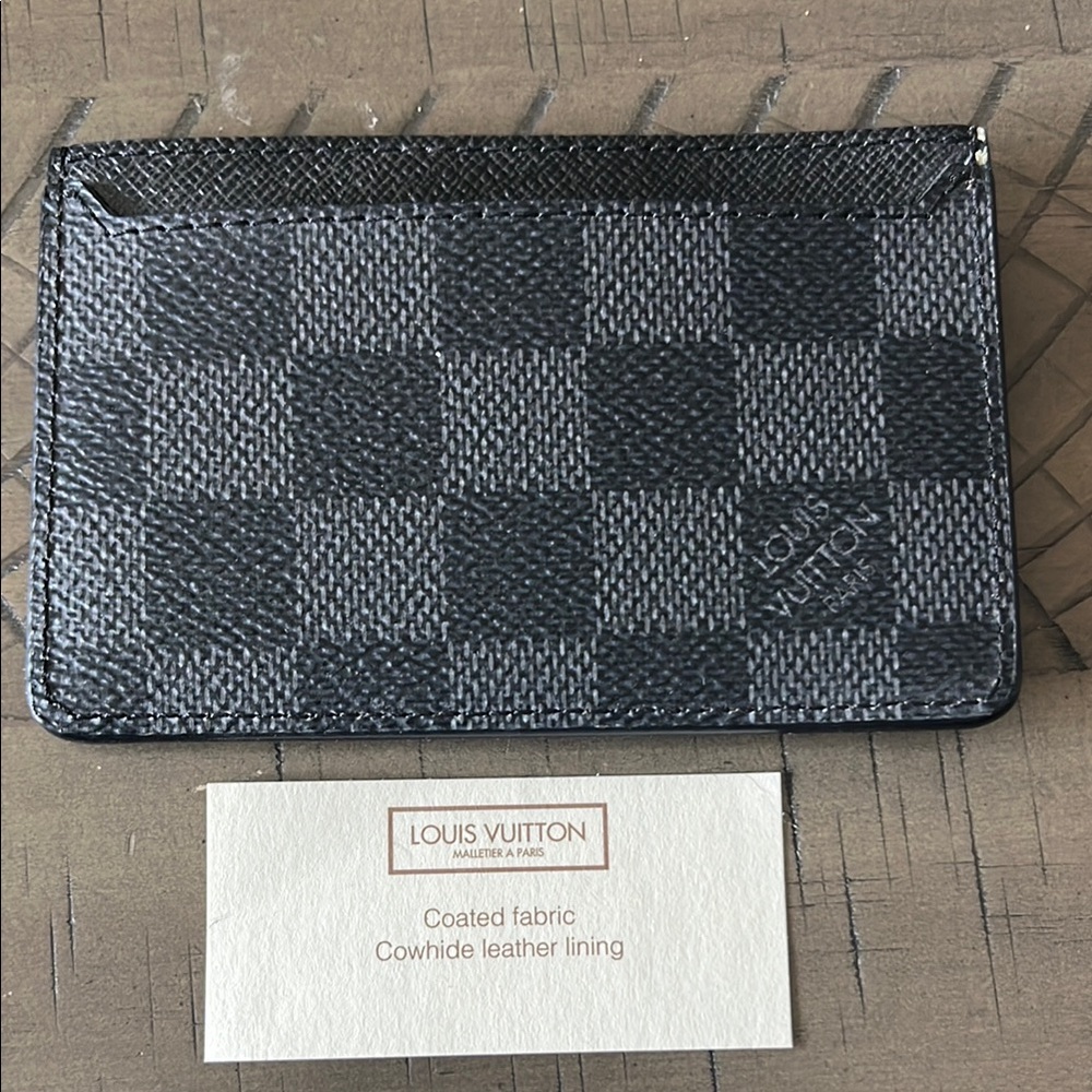 Louis Vuitton Black and Gray Checkered Card Holder